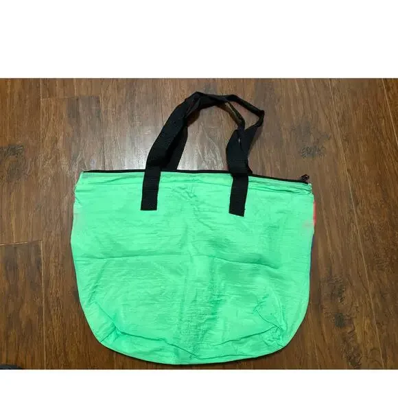 Vintage 90s Gitano Neon Tote Bag Nylon Sport Gear Gym Purple Zip Case Set Retro - Picture 3 of 7